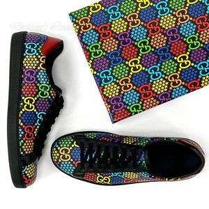 NEW GUCCI Men's Ace GG Supreme Canvas Psychedelic Low Top Sneakers G 9 / US 9.5